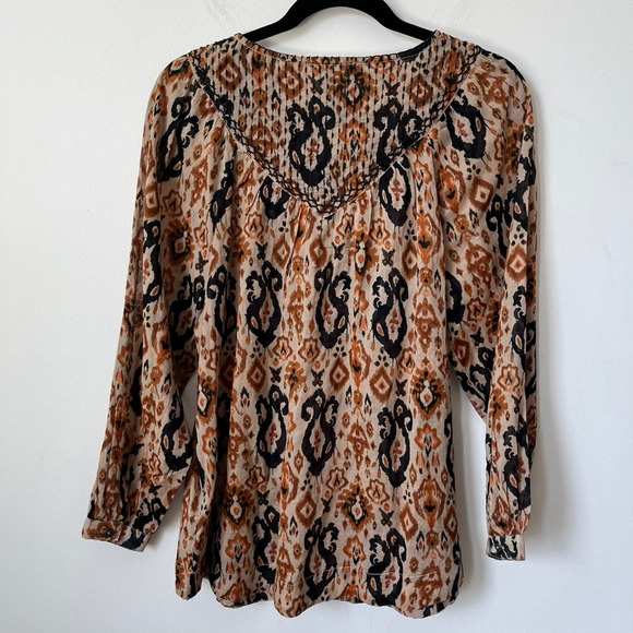 beachlunchlounge Penelope Button Front Blouse Long Sleeve Flowy Boho Womens XS - Picture 5 of 13